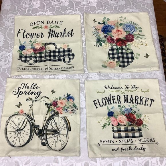 NWOT Set of 4 Canvas look Cushion Covers 179 square - Picture 1 of 10